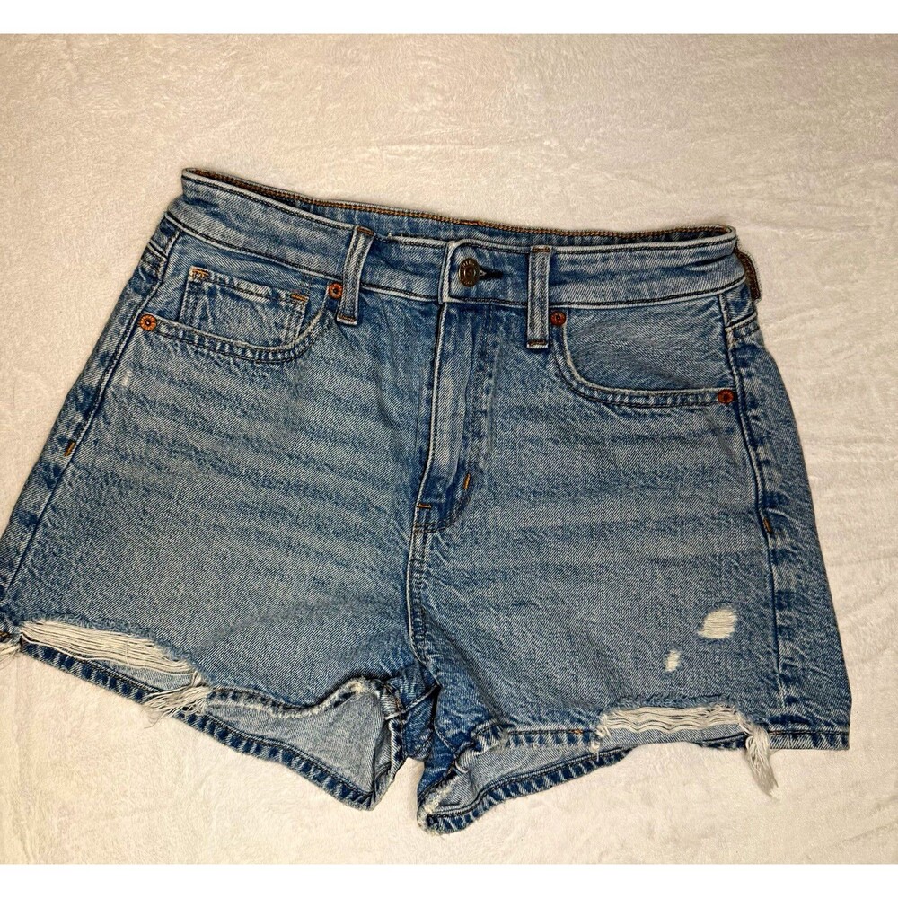 American Eagle Outfitters Women’s Blue Light Wash Denim Cutoff Shorts Stretch 4